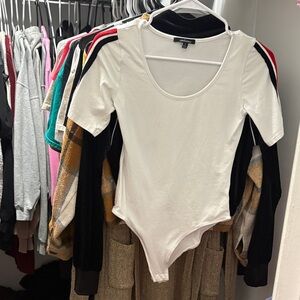 New Ambiance White Short Sleeve Bodysuit No Tag